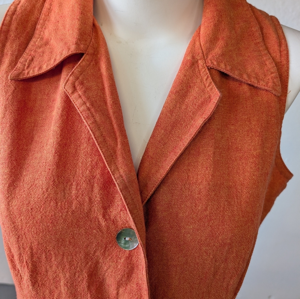 Coldwater Creek Dress Orange Sleeveless Button-Down Summer Midi Length Sz12 - Picture 3 of 5